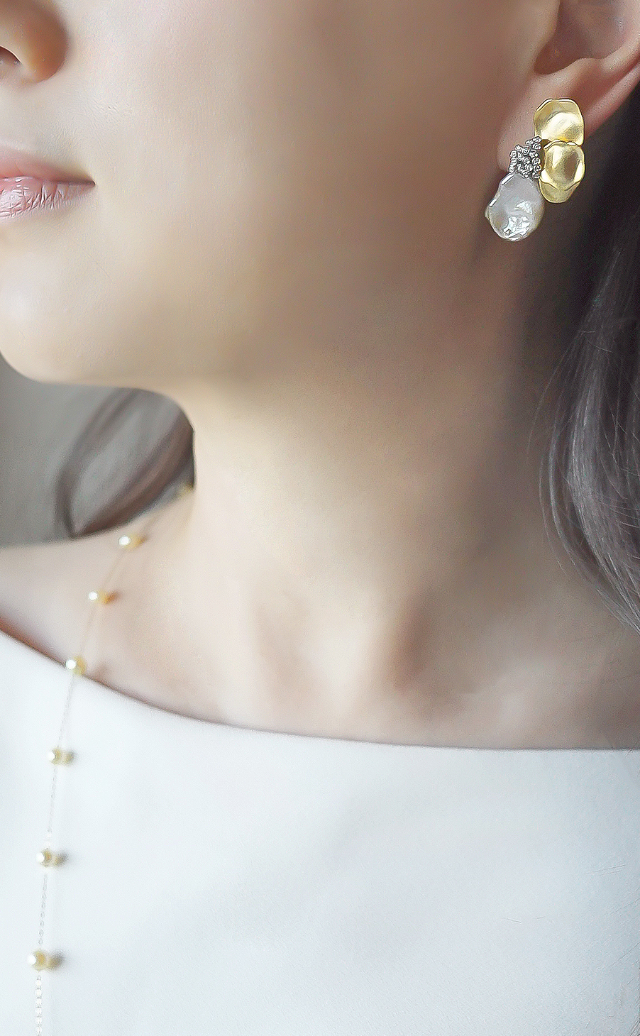 ゴールデンペタルパールピアス | PRINCESS NEW YORK